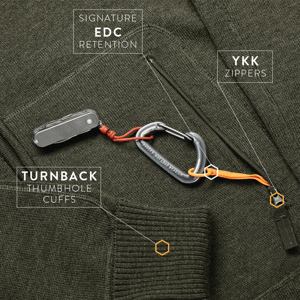 Orion Merino Hoodie FZ - Hunter Green - Image 4